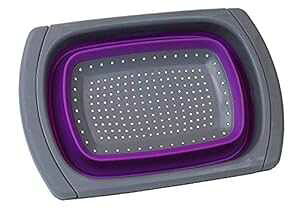 �p�[�v���̐܂肽���݉\�ȃV���R���L�b�`���U��/�X�g���[�i�[ Prime Cook Purple Collapsible Silicone Kitchen Colander/Strainer