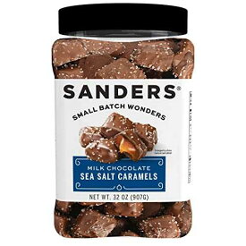 Sanders Milk Chocolate Sea Salt Caramels (32 oz Tub) - Handcrafted Small Batch Slow Cooked Caramel, Sea Salt Chocolate with Rich Indulgent Flavor, Sweet & Salty