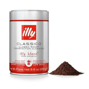 illy Ground Coffee Moka - 100% Arabica Flavored Coffee Ground - Rich Aromatic Coffee Grounds Profile ? Classico Medium Roast - Notes of Caramel, Orange Blossom & Jasmine - No Preservatives ? 8.8 Ounce illy Ground C