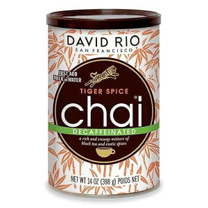 Tiger Spice Decaffeinated Chai Tea Latte Mix, 14 Oz, Decaf Black Tea, Organic Spices, Dairy Free, Serve Hot or Cold, Just Add Water or Milk, 14 Servings David Rio Tiger Spice Decaffeinated Chai Tea Latte Mix, 14