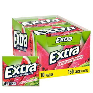 EXTRA Gum Sweet Watermelon Sugarfree, Bulk, Individually Wrapped, Long-Lasting Juicy Watermelon Flavor, Perfect for Fresh Breath at School, Work, and Travel 15 Count, Pack of 10 EXTRA Gum Sweet Watermelon Sugarfree,