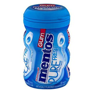 メントス キシリトール入りピュアフレッシュシュガーフリーチューインガム、フレッシュミント、ボトルあたり50個 Mentos Pure Fresh Sugar-Free Chewing Gum with Xylitol, Fresh Mint, 50 Piece Per Bottle