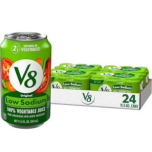 V8 igEIWi 100% ؃W[XA؃uhƃg}gW[XA11.5 tʃIX (24 pbN) V8 Low Sodium Original 100% Vegetable Juice, Vegetable Blend with Tomato Juice, 11.5 FL OZ Can (Pack of 24