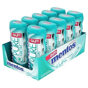 Mentos Pure Fresh Sugar-Free Chewing Gum with Xylitol, Wintergreen, 15 Piece Bottle (Bulk Pack of 10) Mentos Pure Fresh Sugar-Free Chewing Gum with Xylitol, Wintergreen, 15 Piece Bottle (Bulk Pack of 10)