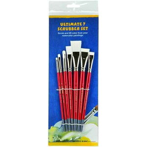 Creative Mark Scrubber Watercolor Brushes - Professional Watercolor Brushes for Scrubbing, Blotting, Re-Shaping Edges, and More! - Set of 7 Creative Mark Scrubber Watercolor Brushes - Professional Watercolor Brushes for S