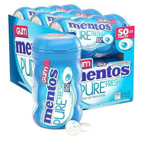 Mentos Pure Fresh Sugar-Free Chewing Gum with Xylitol, Fresh Mint, 50 Piece Bottle (Bulk Pack of 6) Mentos Pure Fresh Sugar-Free Chewing Gum with Xylitol, Fresh Mint, 50 Piece Bottle (Bulk Pack of 6)
