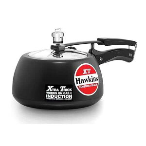 FUTURA Hawkins Contura Hard Anodized Induction Compatible Extra Thick Base Pressure Cooker, Black, 3L