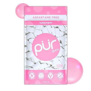 PUR Gum Aspartame Free Chewing Gum 100% Xylitol Natural Bubblegum Flavored Gum, 55 Pieces (Pack of 1)