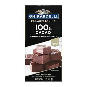 GHIRARDELLI �v���~�A�� 100% �J�J�I �����`���R���[�g �x�[�L���O �o�[�A4 �I���X �o�[ (12 �{) GHIRARDELLI Premium 100% Cacao Unsweetened Chocolate Baking Bar, 4 OZ Bar (12 Bars)