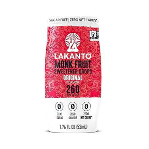 Lakanto Liquid Monk Fruit Extract Drops, Erythritol Free Sugar Substitute Sweetener For Tea, Coffee, Water & Smoothies, Sugar Free, Low Calorie, Zero Sugar, Vegan, Keto, Original Flavor, 1.76 Fl Oz