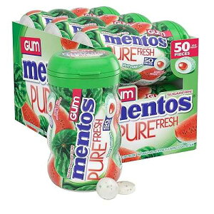 Mentos Pure Fresh Sugar-Free Chewing Gum with Xylitol, Watermelon, Bulk, 50 Piece Bottle (Pack of 6)