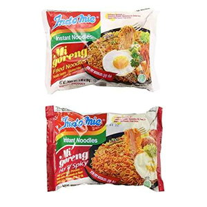 Indomie Mi Goreng �C���X�^���g�n���[���u�ߖ˃I���W�i���ƃz�b�g���X�p�C�V�[�̃o���h���A���v 10 �� Indomie Mi Goreng Instant Halal Stir Fry Noodles Original and Hot & Spicy Bundle, 10 counts total