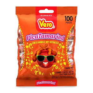 Vero PicaTamarind - Tamarind Flavor Chewy Gummy Treats Coated With Chili Powder & Sugar 100 Pieces (5.15 Oz) - Mexican Candy - Individually Wrapped Gummies for Halloween, Pi atas, and More