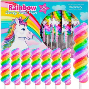 Unicorn Lollipops Individually Wrapped 20pk- Unicorn Party Favors - Unicorn Candy For Unicorn Goodie Bags - Rainbow Candy For Rainbow Party Favors & Unicorn Birthday Decorations Primary Colors Unicorn Lollipops Individually