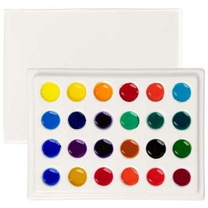 MEEDEN 24-Well Ceramic Watercolor Paint Palette with Cover, Porcelain Mixing Artist Palette 6 by 4-1/2 inch for Artist Watercolor Gouache Painting Coloring