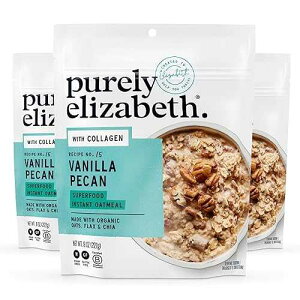 Purely Elizabeth Collagen Oatmeal, Vanilla Pecan, Made with Organic Oats, Amaranth, Quinoa, and Chia Seeds, Gluten-Free, Non-GMO (3ct, 8oz Bags) purely elizabeth. Purely Elizabeth Collagen Oatmeal, Vanilla Pecan, Ma