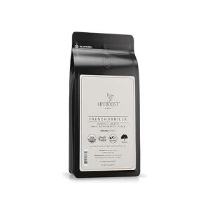 Life French Vanilla Ground Coffee - Non-GMO Low Acid Single Origin USDA Organic Coffee - Third Party Tested For Mycotoxins & Pesticides - 12 Ounces LIFEBOOST Life French Vanilla Ground Coffee - Non-GMO Low Acid Single