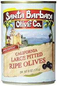 Santa Barbara Olive Co. California ��^�픲�����n�I���[�u�A6�I���X�ʁi12�p�b�N�j Santa Barbara Olive Co. California Large Pitted Ripe Olives, 6 Ounce Tins (Pack of 12)