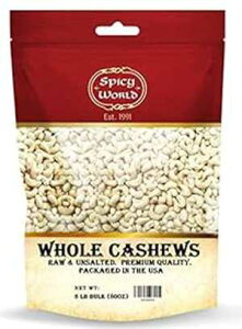 XpCV[[hJV[ibc 5 |hۂƃoN - AVRA Spicy World Raw Cashews Whole 5 Pound Bulk - Unsalted, Natural & Pure