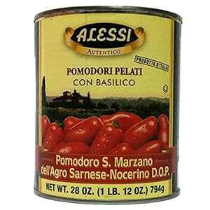 Alessi DOP ނT}c@[mۂƃg}gAoWYA1.75 |h (12 pbN) Alessi DOP Whole Peeled San Marzano Tomatoes with Basil, 1.75 Pound (Pack of 12)
