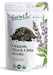 I[KjbN`AV[hA8IX - ubNAr[KAR[V[A`qg݊AX[W[AT[gt[hɍœK Food to Live Organic Chia Seeds, 8 Ounces Black, Vegan, Kosher, Non-GMO, Great for Smo