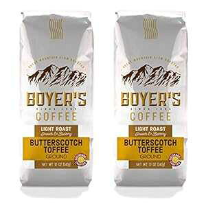 バタースコッチ トフィー フレーバー コーヒー、粉、2 パック (1.5 ポンド) Boyer's Coffee Butterscotch Toffee Flavored Coffee, Ground, 2-Pack (1.5lb)