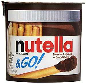 tF ke & S[ w[[ibc Xvbh ubhXeBbNt R{ pbN (24 ) Ferrero Nutella & Go Hazelnut Spread with Breadsticks Combo pack, (24 Count)