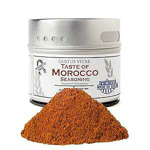 Gustus Vitae Taste of Morocco - Artisanal Craft Seasoning - Gourmet Spices Blend - Non GMO - 1.2 Ounce - Magnetic Tin - Small Batch - Hand Packed