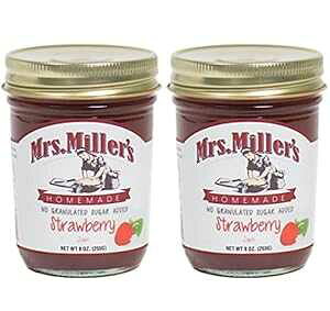 ~ZXE~[YEA[~bVƐXgx[ Oj[YW 9IX - 2pbN (R[VK[sgp) Mrs. Miller's Amish Homemade Strawberry No Granulated Sugar Added Jam 9 Ounces - Pack 