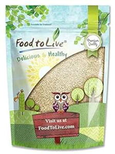 Food to Live Hulled Sesame Seeds, 1 Pound Non-GMO Verified, Whole Raw White Sesame Seeds, Kosher and Vegan, Unroasted, Bulk Sesame. High in Magnesium, Iron, and Calcium. Perfect for Tahini Paste, for Sprinkling B