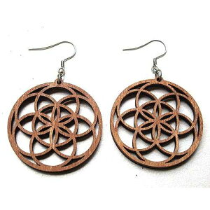 Xe[ggEbhCO T[ÑrbOV[hIuCtA_􉽊wWG[A[U[JbgCO Generic Statement Wood Earrings Big Seed Of Life in Circle, Sacred Geometry Jewelry, Lase