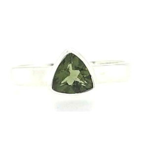Natural Rocks by Kala Natural Green Moldavite 925 Solid Sterling Silver Engagement Ring Size 8, 9.5