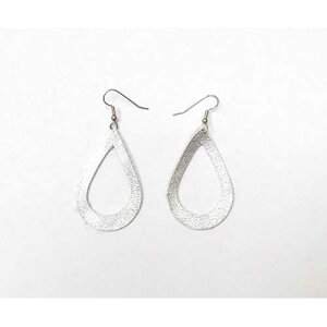 Vo[g[ U[ COAt[v CO YB Green Jewelry Silver-tone Leather Earrings, Hoop Earrings