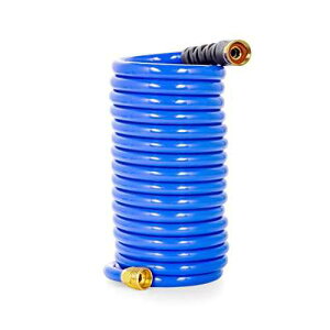 Camco 20 tB[g RCh^JpA˂hz[X݌vAԂK[fjOp (41983) Camco 20 Coiled Water Rust Resistant Brass Fittings, Hose Design Prevents Kinking and Tangling, for Car Washing an