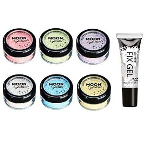 Moon Glitter ̃pXe Ob^[ VF[J[ ? ÁA܁AAOp 100% ϕiOb^[ ? 0.10 IX ? 6 FZbg Pastel Glitter Shakers by Moon Glitter 100% Cosmetic Glitter for Face, Body, Nails, Hair and Lips