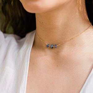 14K �S�[���h�t�B���h�̃J�C���i�C�g �r�[�Y �`�F�[�� �`���[�J�[ �l�b�N���X - 12 �C���`�̃`�F�[���A2 �C���`�̒��߉\�ȃG�N�X�e���_�[�t�� Luna Tide Kyanite beaded chain choker necklace in 14k gold fil