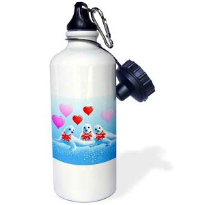 3dRose Sweet Unicorn Inside of a Heart, Floral, Leaves, Myth, Legend Sports Water Bottle, 21 oz, White