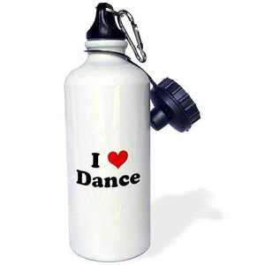 3dRose I Love Dance Sports Water Bottle, 21 oz, White
