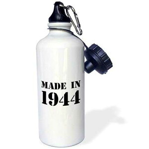 3dRose Made in 1944-funny birthday birth year text-fun black bday stamp with year you were born-humor Sports Water Bottle, 21 oz, White