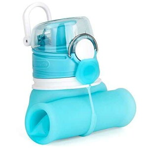 Valourgo case, Silicone Foldable with Leak Proof Valve BPA Free, Aqua Blue, 22oz