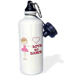 3dRose I Love to Dance Little Girl Heart Pink Straw Water Bottle