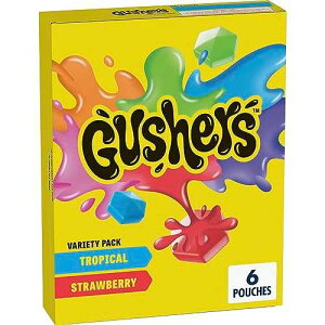 Betty Crocker Gushers Fruit Flavored Snacks, Tropical, Gluten Free, 0.8 oz, 6 ct