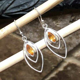 ナチュラル ゴールデン シトリン 925 ソリッド スターリング シルバー イヤリング 35mm Natural Rocks by Kala Natural Golden Citrine 925 Solid Sterling Silver Earrings 35mm