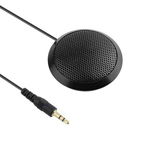 Dreokee Conference Microphone 3.5mm Desktop Computer Mic for Computer Desktop and Laptop 360 Omnidirectional Condenser Mic for Online Meeting/Class, Skype, Recording, Chatting, Gaming