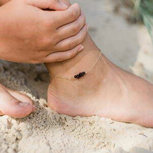14K �S�[���h�t�B���h�̃K�[�l�b�g �r�[�Y �o�[ �A���N���b�g - �{���̕�� Garnet Bead Bar Anklet in 14K Gold Fill - Genuine Gemstone