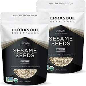 Terrasoul Superfoods I[KjbNkȂ܁A4|h (2pbN) - Oet[AAPgth[ Terrasoul Superfoods Organic Unhulled Sesame Seeds, 4 Lbs (2 Pack) - Gluten Free, Raw, Keto Friendly