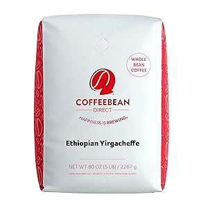 R[q[_CNg G`IsA CK`FtFASR[q[A5|h Coffee Bean Direct Ethiopian Yirgacheffe, Whole Bean Coffee, 5-Pound Bag