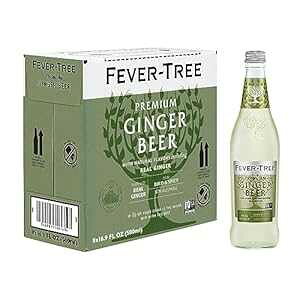 Fever-Tree Fever Tree Ginger Beer - Premium Quality Mixer - Refreshing Beverage for Cocktails & Mocktails. Naturally Sourced Ingredients, No Artificial Sweeteners or Colors - 500 ML Bottles - Pack of 8