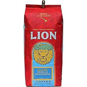 1.5|hi1pbNjACIR[q[Aoj}J_~At[o[ACg[XgASA24IXobO 1.5 Pound (Pack of 1), Lion Coffee, Vanilla Macadamia Flavor, Light Roast, Whole Bean, 24 Ounce Bag