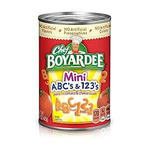 Chef Boyardee ~j ABC  123A15 IXA12 pbN Chef Boyardee Mini ABC's and 123's, 15 oz, 12 Pack
